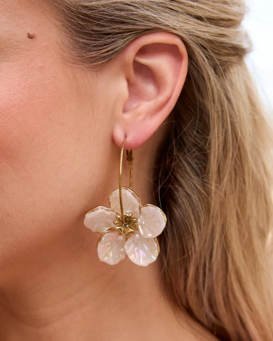 Boucles d’eilles créoles avec fleur-Polin et moi Best