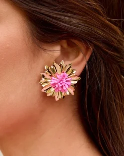 Boucles d’eilles fleur rose-Polin et moi Fashion