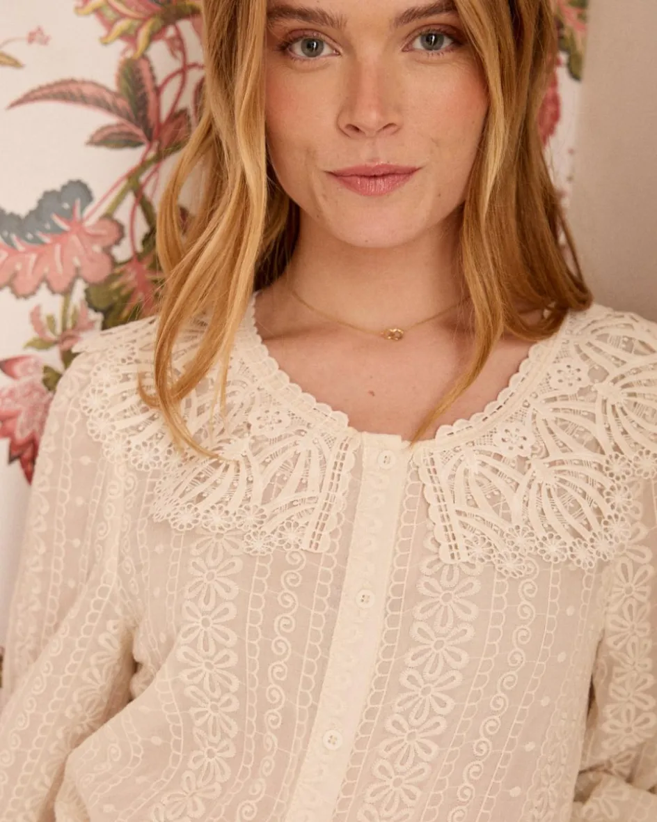 Chemise à col en dentelle Pilar-Polin et moi Outlet