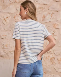 Haut à nœud rayé bleu clair-Polin et moi Online