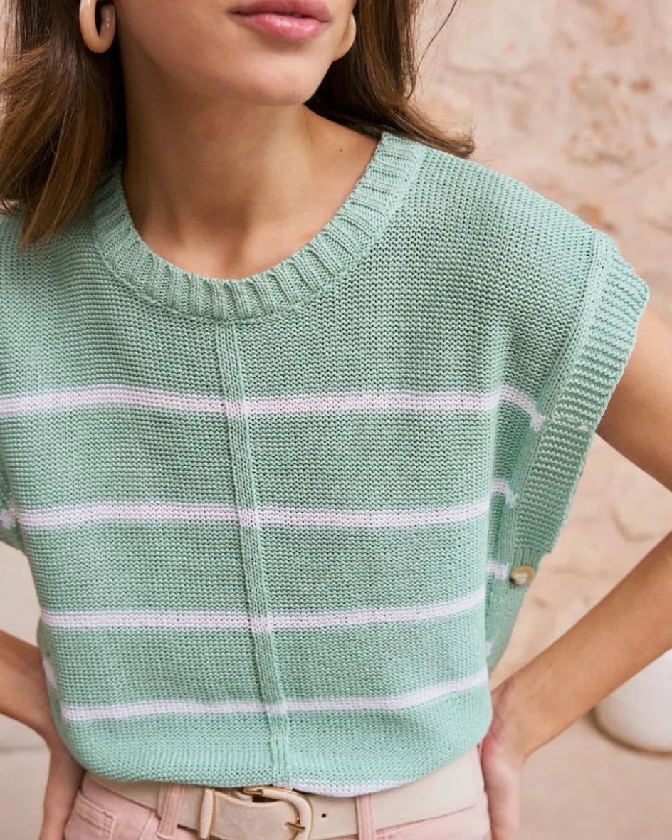 Haut rayé vert aqua-Polin et moi Fashion