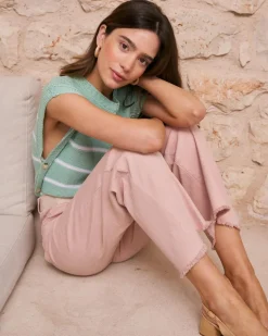 Haut rayé vert aqua-Polin et moi Fashion