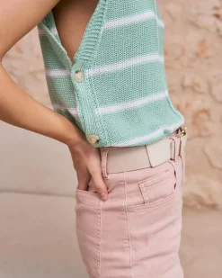 Haut rayé vert aqua-Polin et moi Fashion