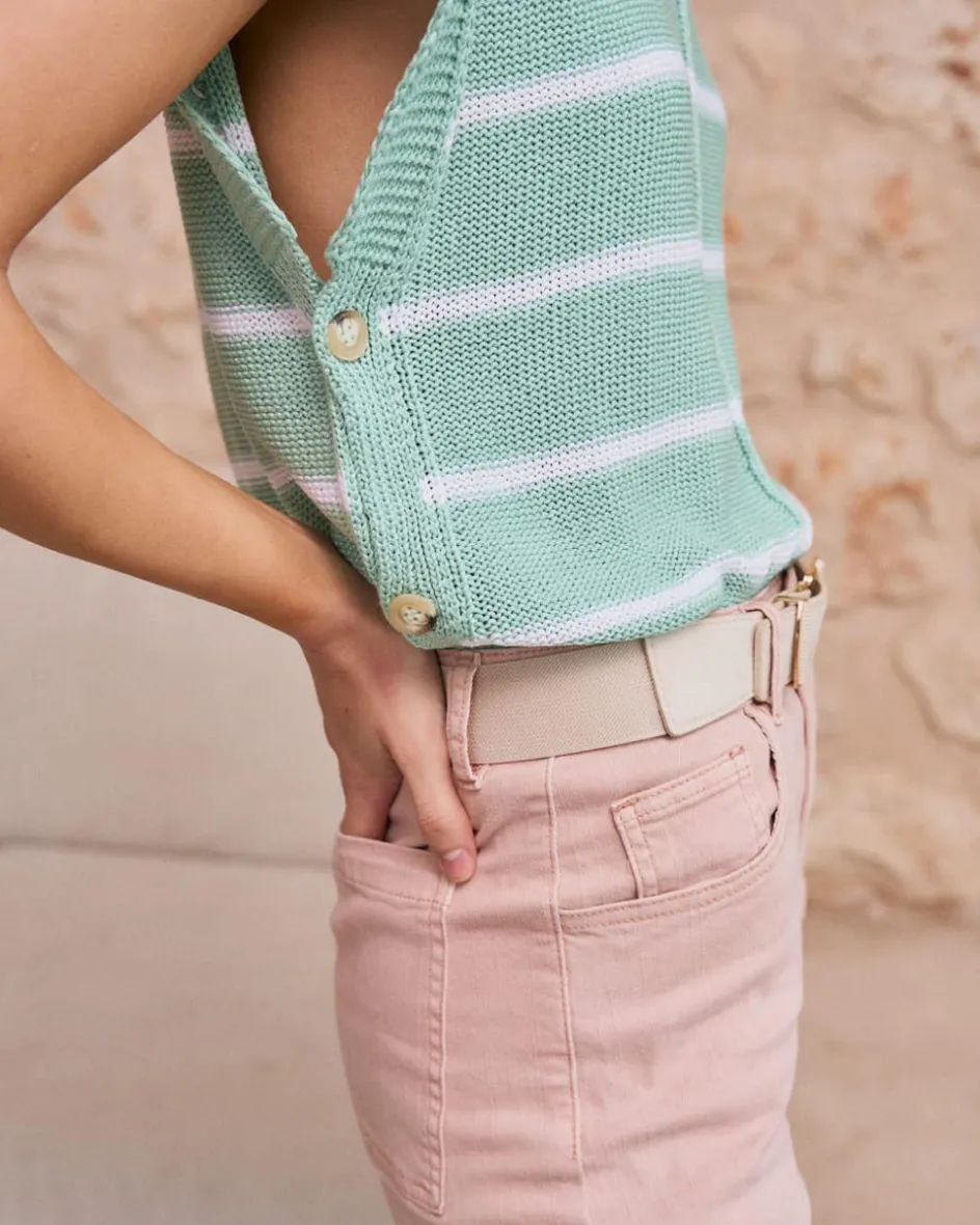 Haut rayé vert aqua-Polin et moi Fashion