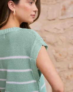 Haut rayé vert aqua-Polin et moi Fashion