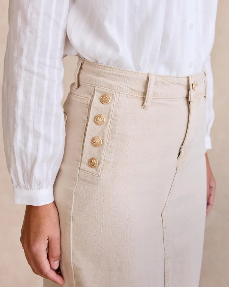 Jupe en jean avec boutons latéraux-Polin et moi Hot