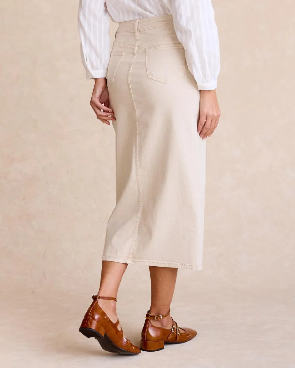 Jupe en jean avec boutons latéraux-Polin et moi Hot